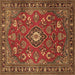 Square Machine Washable Persian Brown Traditional Rug, wshtr2150brn