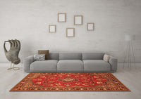 Machine Washable Persian Orange Traditional Rug, wshtr2150org