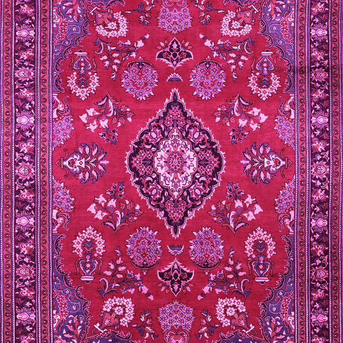 Machine Washable Persian Pink Traditional Rug, wshtr2150pnk