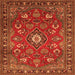 Round Machine Washable Persian Orange Traditional Area Rugs, wshtr2150org