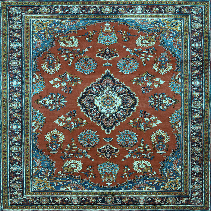 Square Machine Washable Persian Light Blue Traditional Rug, wshtr2150lblu