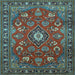 Square Machine Washable Persian Light Blue Traditional Rug, wshtr2150lblu