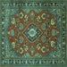 Square Machine Washable Persian Turquoise Traditional Area Rugs, wshtr2150turq