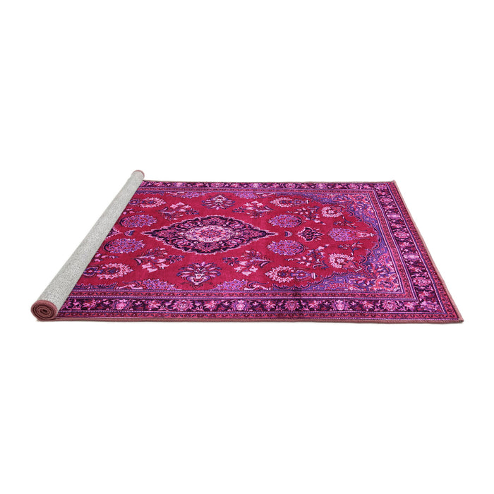 Sideview of Machine Washable Persian Pink Traditional Rug, wshtr2150pnk