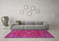 Machine Washable Persian Pink Traditional Rug, wshtr2150pnk