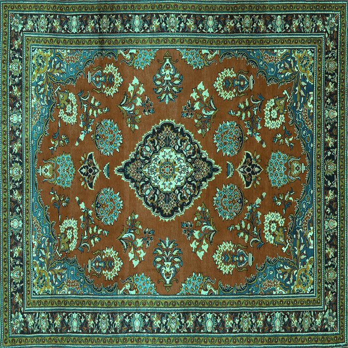 Square Persian Turquoise Traditional Rug, tr2150turq