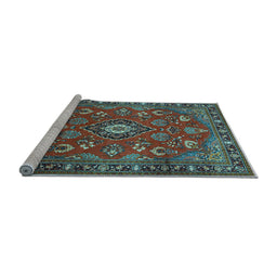 Sideview of Machine Washable Persian Light Blue Traditional Rug, wshtr2150lblu