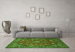 Machine Washable Persian Green Traditional Area Rugs in a Living Room,, wshtr2150grn