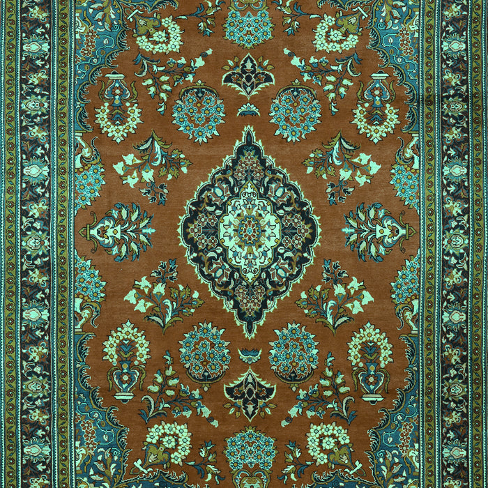 Machine Washable Persian Turquoise Traditional Area Rugs, wshtr2150turq