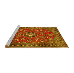 Sideview of Machine Washable Persian Yellow Traditional Rug, wshtr2150yw