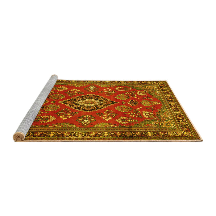 Sideview of Machine Washable Persian Yellow Traditional Rug, wshtr2150yw