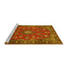 Sideview of Machine Washable Persian Yellow Traditional Rug, wshtr2150yw