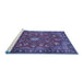 Sideview of Machine Washable Persian Blue Traditional Rug, wshtr2150blu