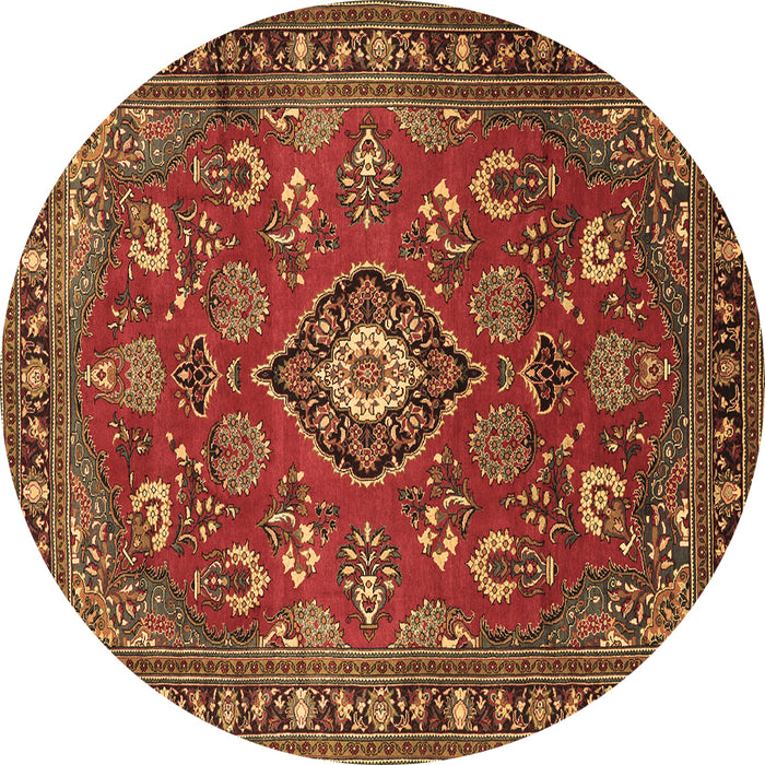 Round Persian Brown Traditional Rug, tr2150brn