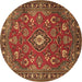 Round Persian Brown Traditional Rug, tr2150brn