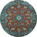 Round Persian Light Blue Traditional Rug, tr2150lblu