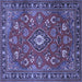 Square Machine Washable Persian Blue Traditional Rug, wshtr2150blu