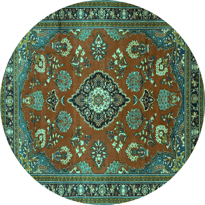 Round Persian Turquoise Traditional Rug, tr2150turq