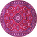 Round Machine Washable Persian Pink Traditional Rug, wshtr2150pnk