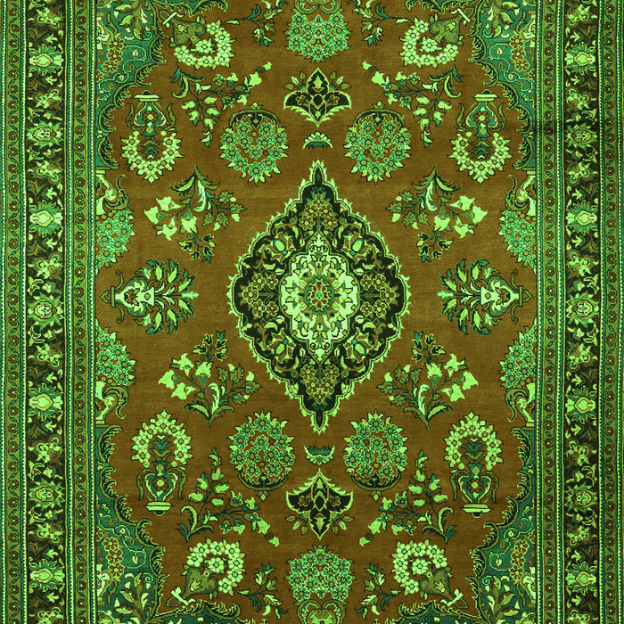 Serging Thickness of Machine Washable Persian Green Traditional Area Rugs, wshtr2150grn
