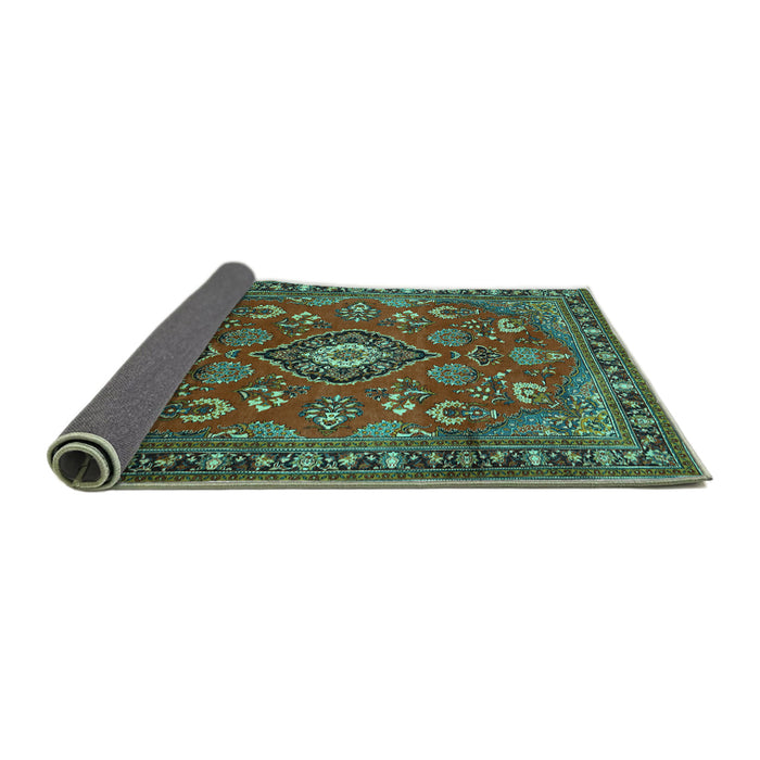 Sideview of Persian Turquoise Traditional Rug, tr2150turq