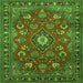 Round Machine Washable Persian Green Traditional Area Rugs, wshtr2150grn