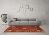 Machine Washable Persian Orange Traditional Rug, wshtr2151org