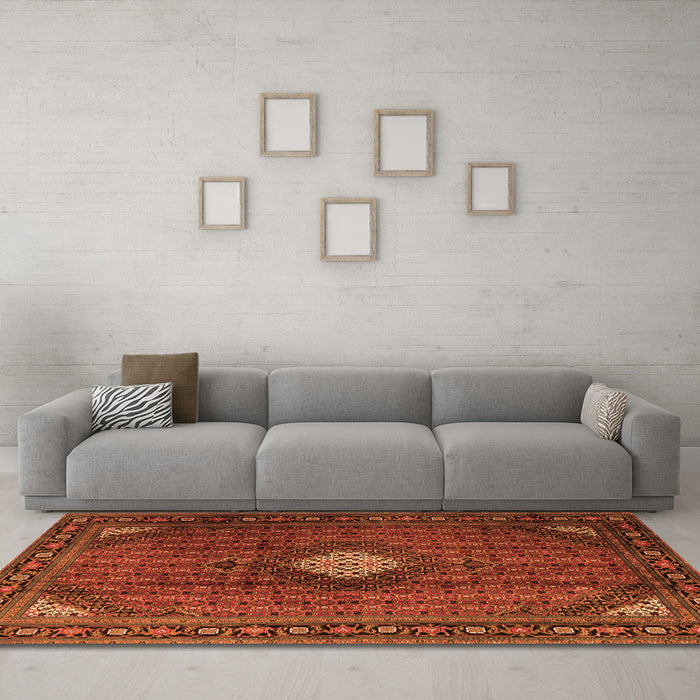 Machine Washable Persian Orange Traditional Area Rugs in a Living Room, wshtr2151org