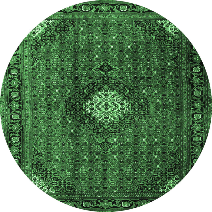 Round Persian Emerald Green Traditional Rug, tr2151emgrn