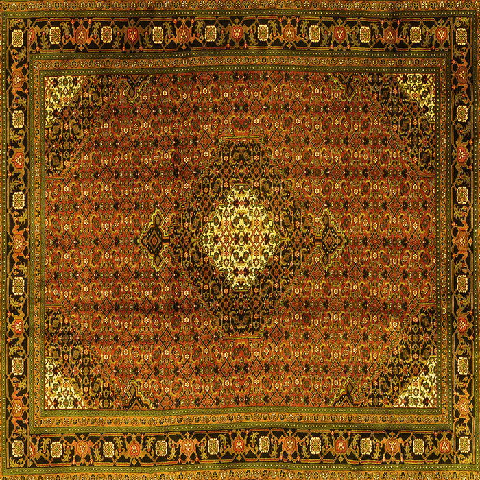 Square Machine Washable Persian Yellow Traditional Rug, wshtr2151yw
