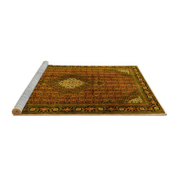 Sideview of Machine Washable Persian Yellow Traditional Rug, wshtr2151yw