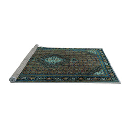 Sideview of Machine Washable Persian Light Blue Traditional Rug, wshtr2151lblu