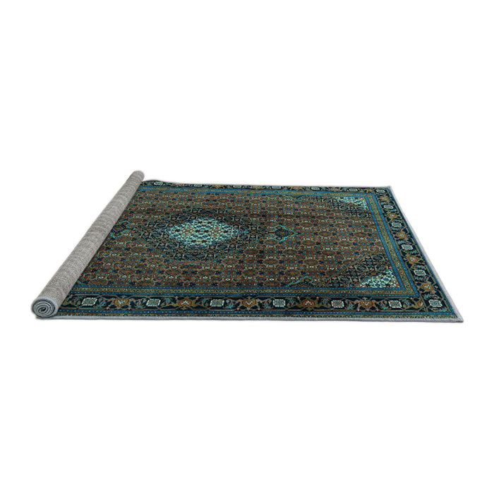 Sideview of Machine Washable Persian Light Blue Traditional Rug, wshtr2151lblu