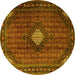 Round Machine Washable Persian Yellow Traditional Rug, wshtr2151yw