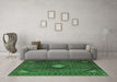 Machine Washable Persian Emerald Green Traditional Area Rugs in a Living Room,, wshtr2151emgrn