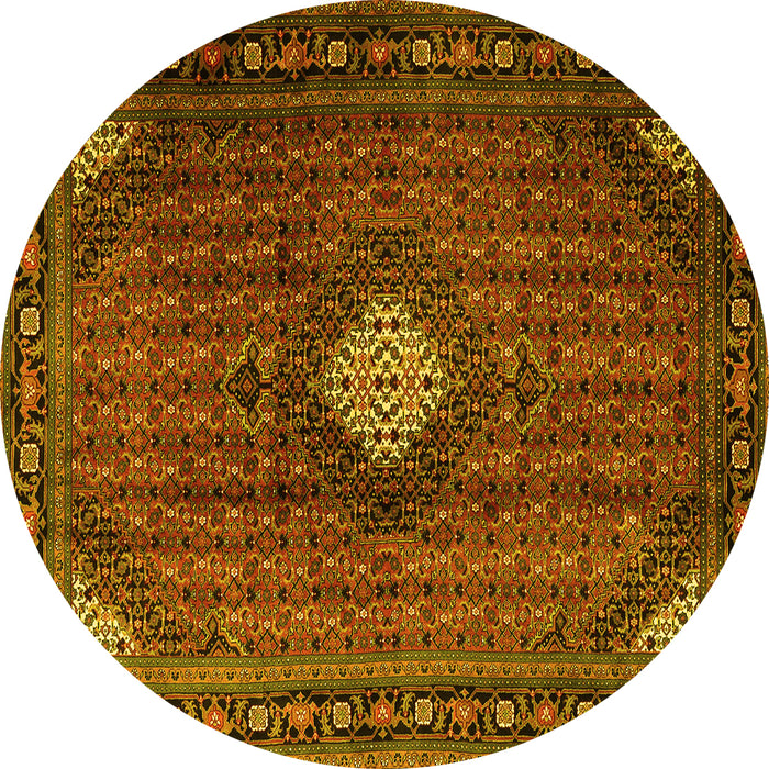 Round Persian Yellow Traditional Rug, tr2151yw