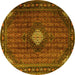 Round Persian Yellow Traditional Rug, tr2151yw