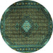 Round Persian Turquoise Traditional Rug, tr2151turq