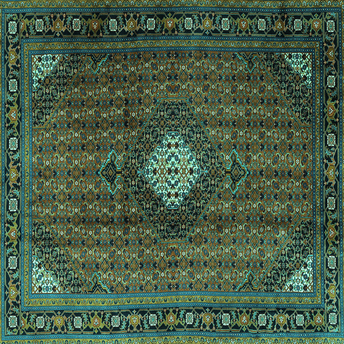 Square Machine Washable Persian Turquoise Traditional Area Rugs, wshtr2151turq