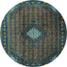 Round Persian Light Blue Traditional Rug, tr2151lblu