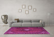 Machine Washable Persian Pink Traditional Rug in a Living Room, wshtr2151pnk