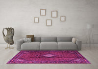 Machine Washable Persian Pink Traditional Rug, wshtr2151pnk