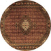 Round Machine Washable Persian Brown Traditional Rug, wshtr2151brn