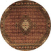 Round Persian Brown Traditional Rug, tr2151brn