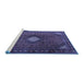 Sideview of Machine Washable Persian Blue Traditional Rug, wshtr2151blu