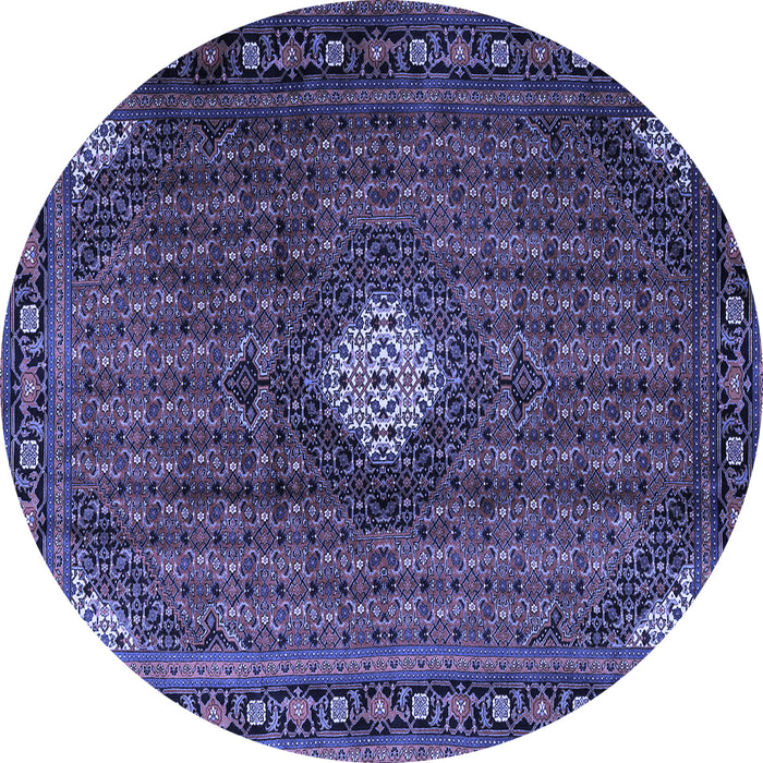 Round Machine Washable Persian Blue Traditional Rug, wshtr2151blu