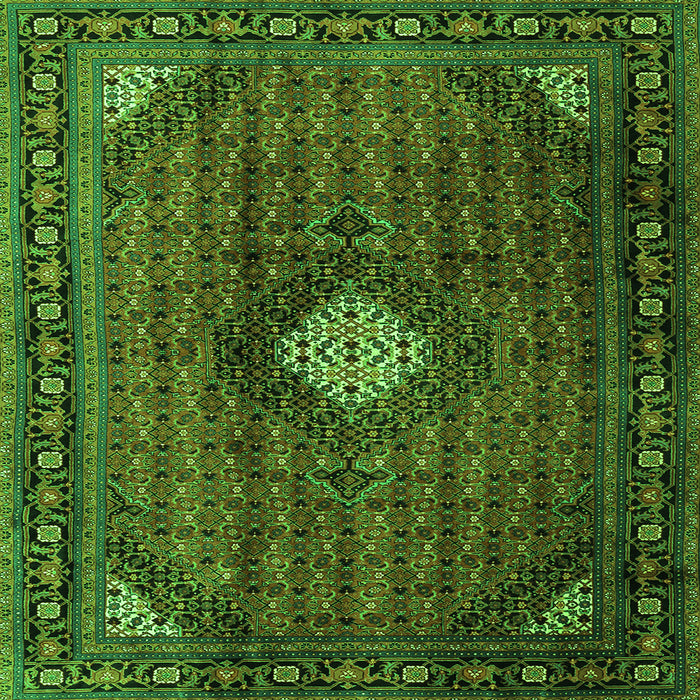 Round Machine Washable Persian Green Traditional Area Rugs, wshtr2151grn