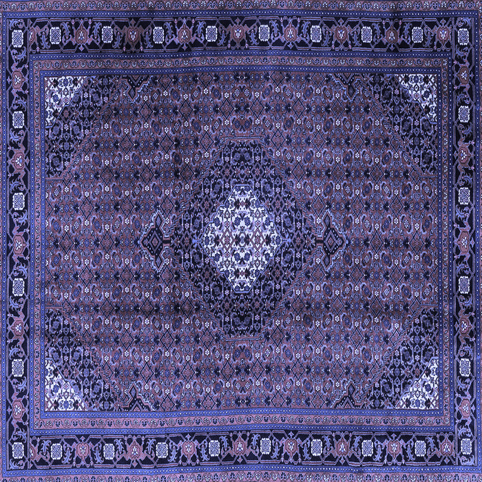 Square Machine Washable Persian Blue Traditional Rug, wshtr2151blu