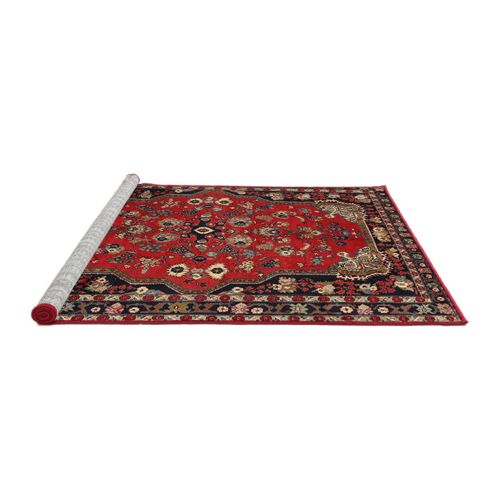 Sideview of Machine Washable Traditional Dark Almond Brown Rug, wshtr2152