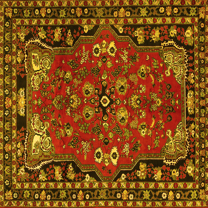 Square Machine Washable Persian Yellow Traditional Rug, wshtr2152yw